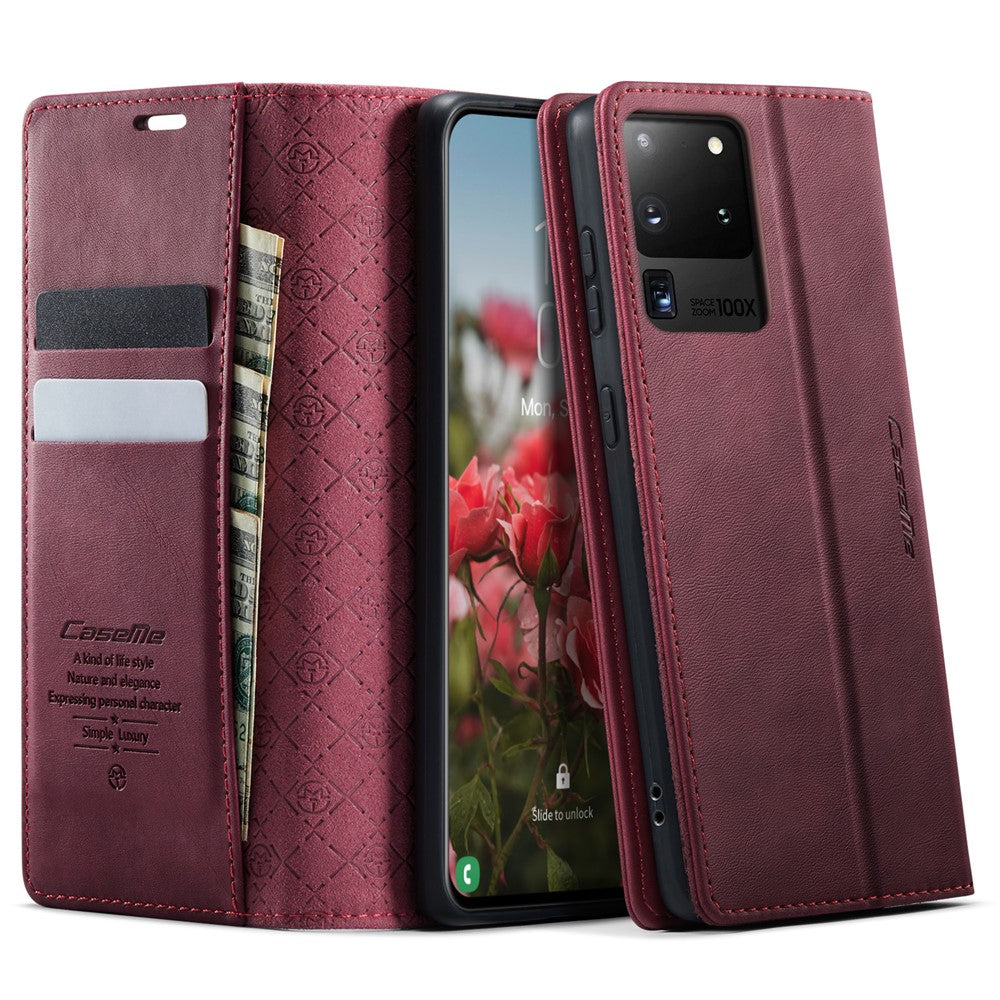 CASEME For Samsung Galaxy S20 Ultra Case  033 Series RFID Blocking Wallet Stand Calf Texture Leather Phone Cover