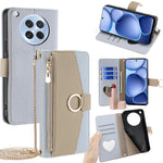 For Oppo Find X8s 5G Case Mirror Wallet Leather Phone Cover with Chain Shoulder Strap