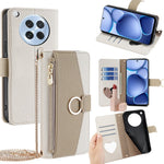 For Oppo Find X8s 5G Case Mirror Wallet Leather Phone Cover with Chain Shoulder Strap