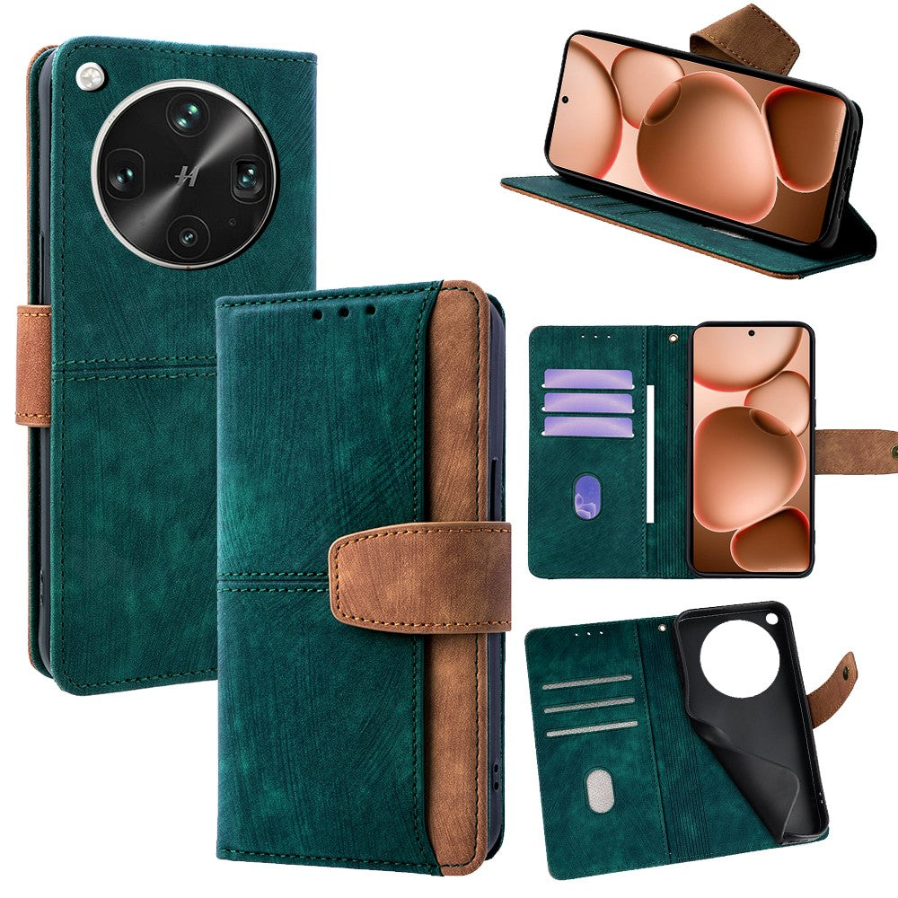 For Oppo Find X8 Ultra 5G Case RFID Blocking Color Splicing PU Leather Wallet Phone Cover