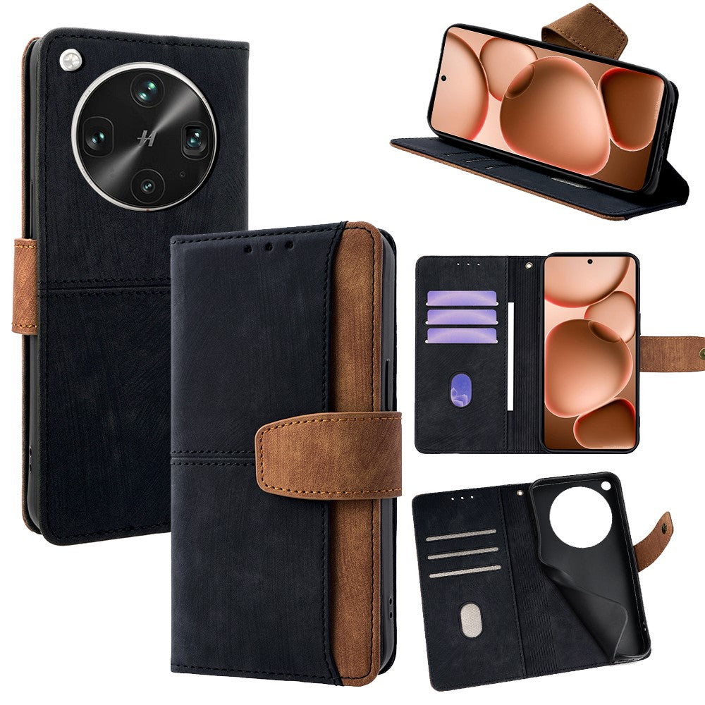 For Oppo Find X8 Ultra 5G Case RFID Blocking Color Splicing PU Leather Wallet Phone Cover