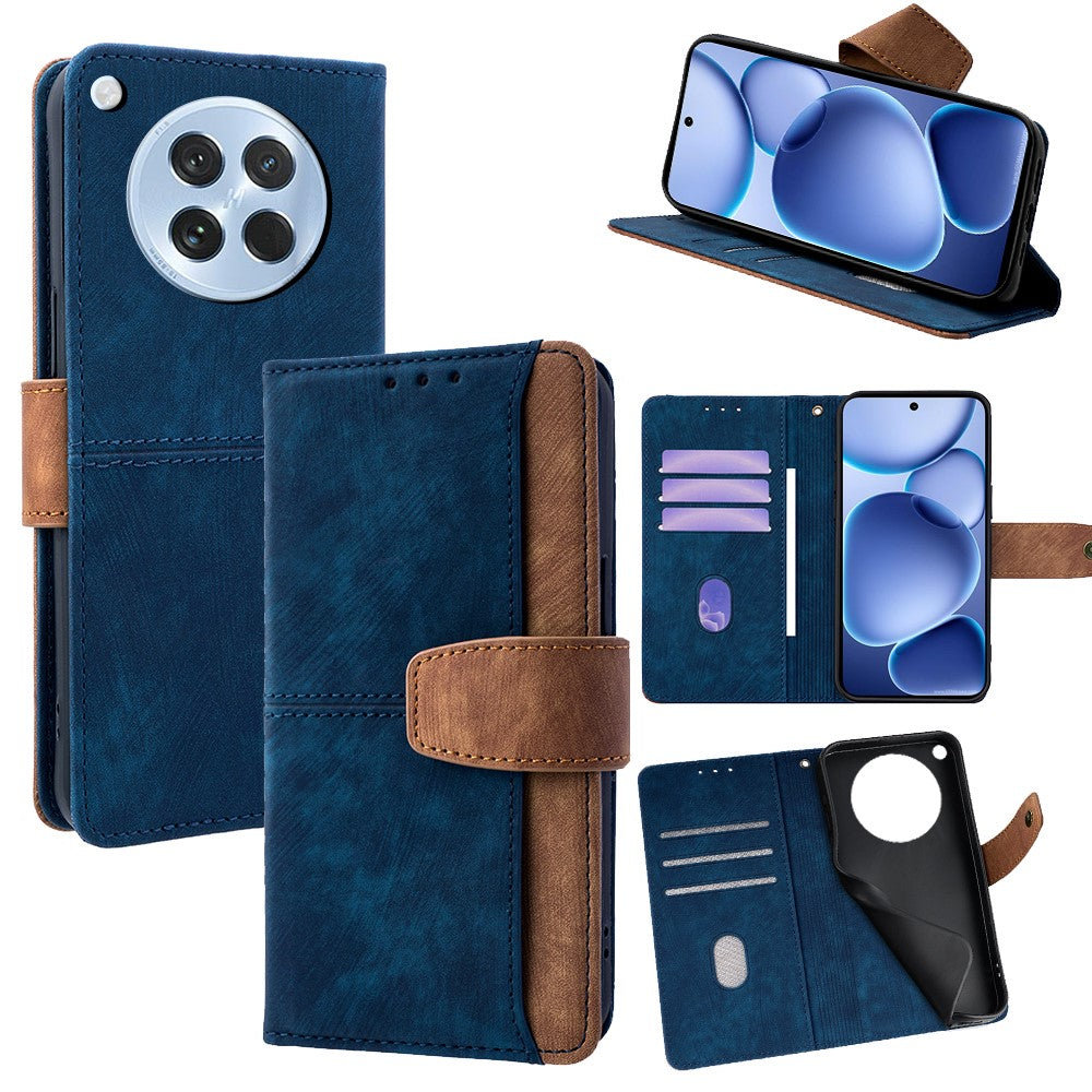 For Oppo Find X8s 5G Case RFID Blocking Color Splicing PU Leather Wallet Phone Cover