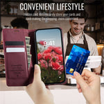 CASEME 033 Series For iPhone 17e / 16e Case RFID Blocking Wallet Stand Calf Texture Leather Phone Cover