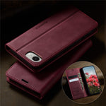 CASEME 033 Series For iPhone 17e / 16e Case RFID Blocking Wallet Stand Calf Texture Leather Phone Cover