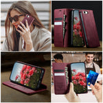 CASEME 033 Series For iPhone 17e / 16e Case RFID Blocking Wallet Stand Calf Texture Leather Phone Cover