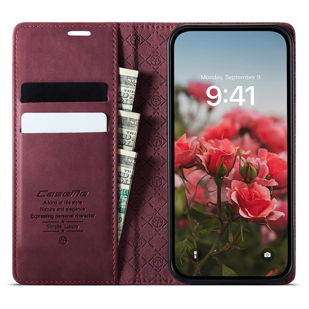 CASEME 033 Series For iPhone 17e / 16e Case RFID Blocking Wallet Stand Calf Texture Leather Phone Cover