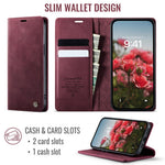 CASEME 033 Series For iPhone 17e / 16e Case RFID Blocking Wallet Stand Calf Texture Leather Phone Cover