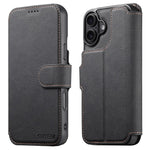 SUTENI Q-05 For iPhone 16 Case Detachable Wallet Stand Litchi Texture Leather Flip Phone Cover
