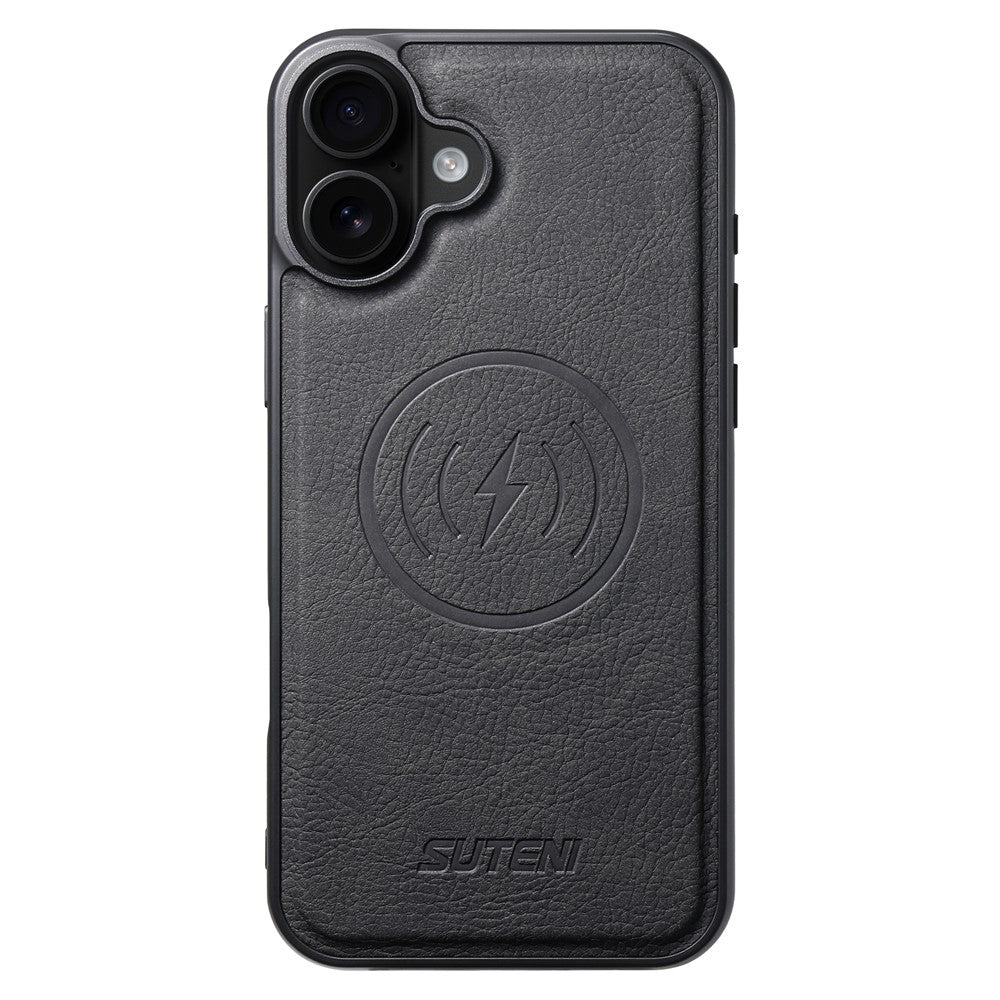 SUTENI Q-05 For iPhone 16 Case Detachable Wallet Stand Litchi Texture Leather Flip Phone Cover