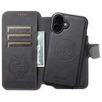 SUTENI Q-05 For iPhone 16 Case Detachable Wallet Stand Litchi Texture Leather Flip Phone Cover