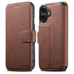 SUTENI Q-05 For iPhone 16 Case Detachable Wallet Stand Litchi Texture Leather Flip Phone Cover