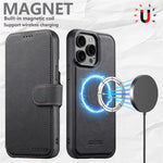 SUTENI Q-05 Til iPhone 15 Pro Max Cover Aftagelig Pung Stand Litchi Tekstur Læder Flip Telefon Cover
