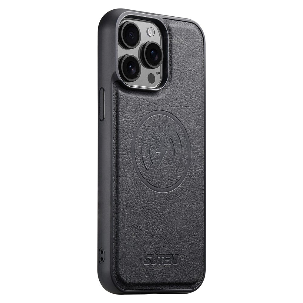 SUTENI Q-05 Til iPhone 15 Pro Max Cover Aftagelig Pung Stand Litchi Tekstur Læder Flip Telefon Cover