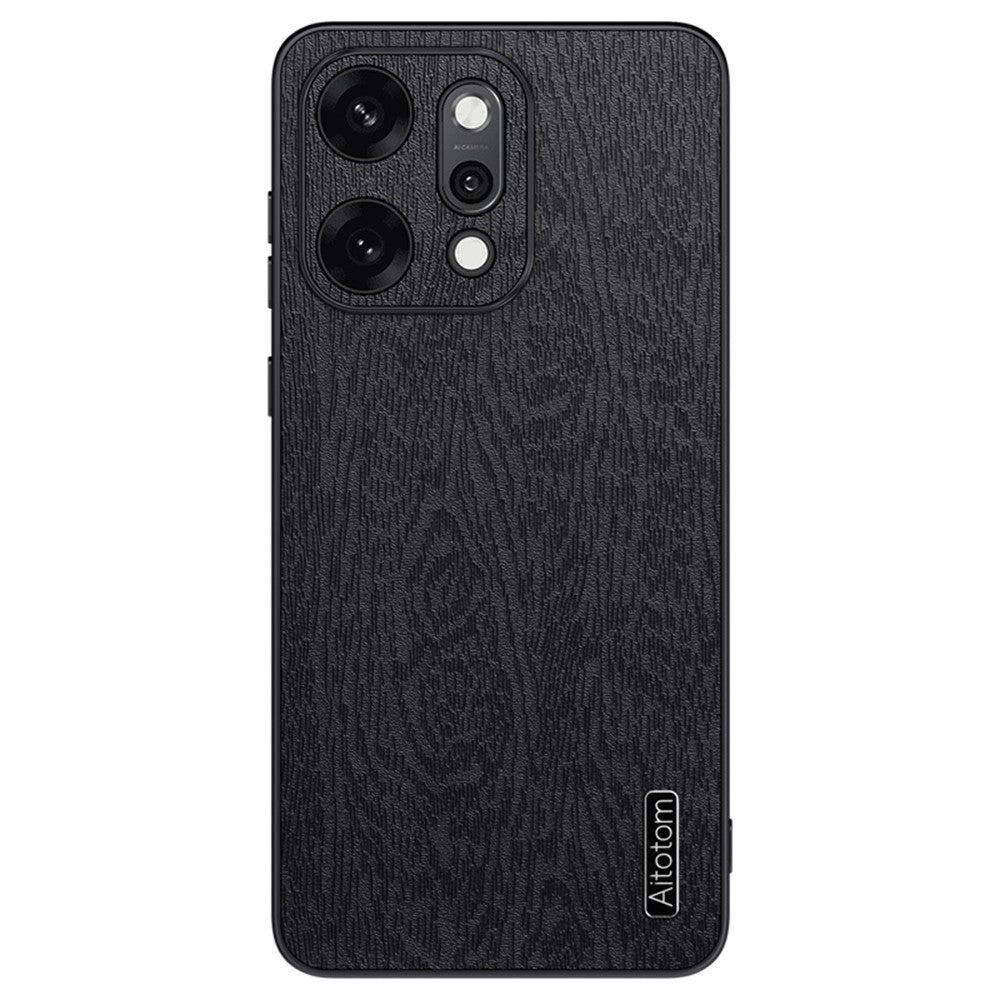 For Oppo Reno14 Pro 5G (Global) Case Wood Texture PU Leather Coated PC TPU Phone Cover