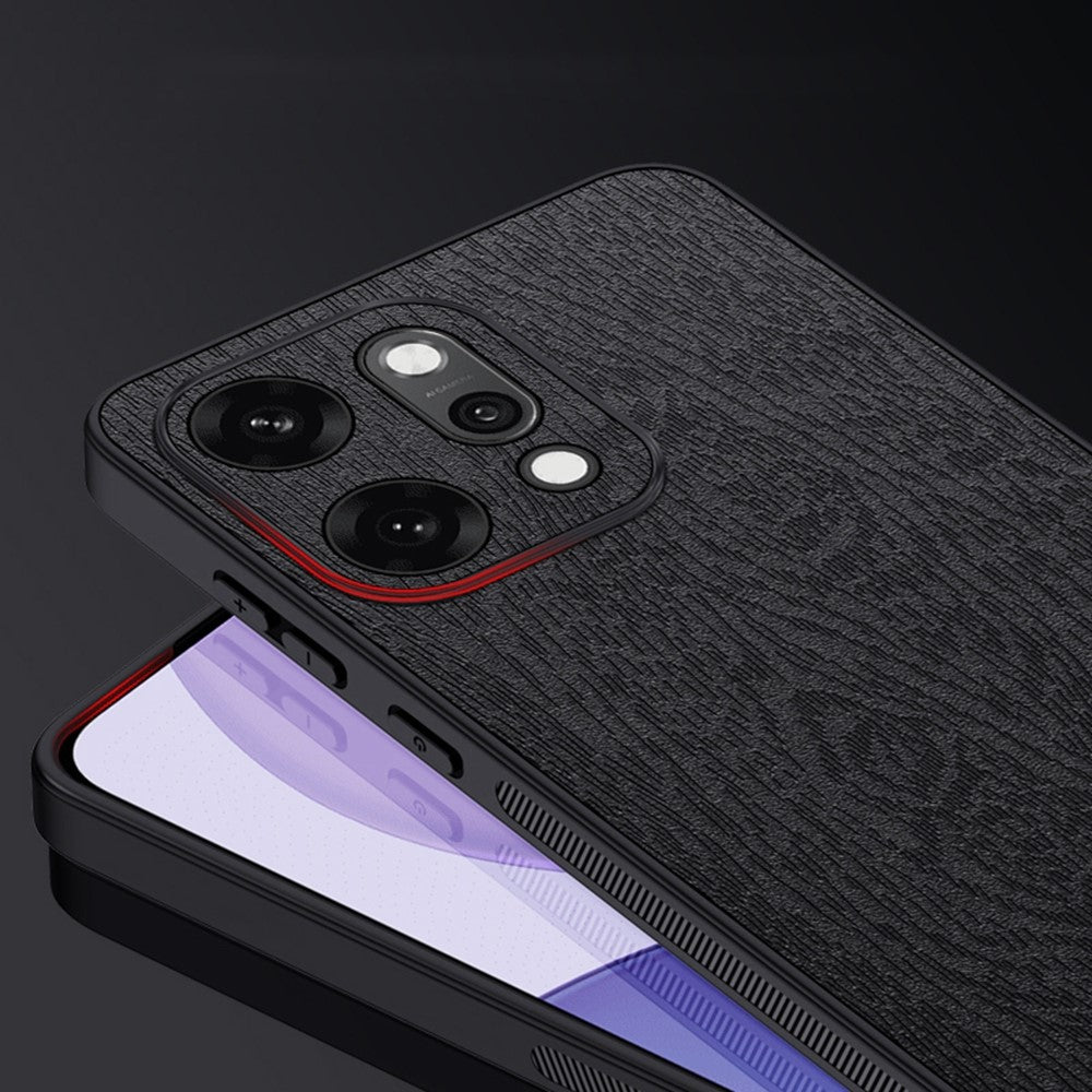 For Oppo Reno14 Pro 5G (Global) Case Wood Texture PU Leather Coated PC TPU Phone Cover