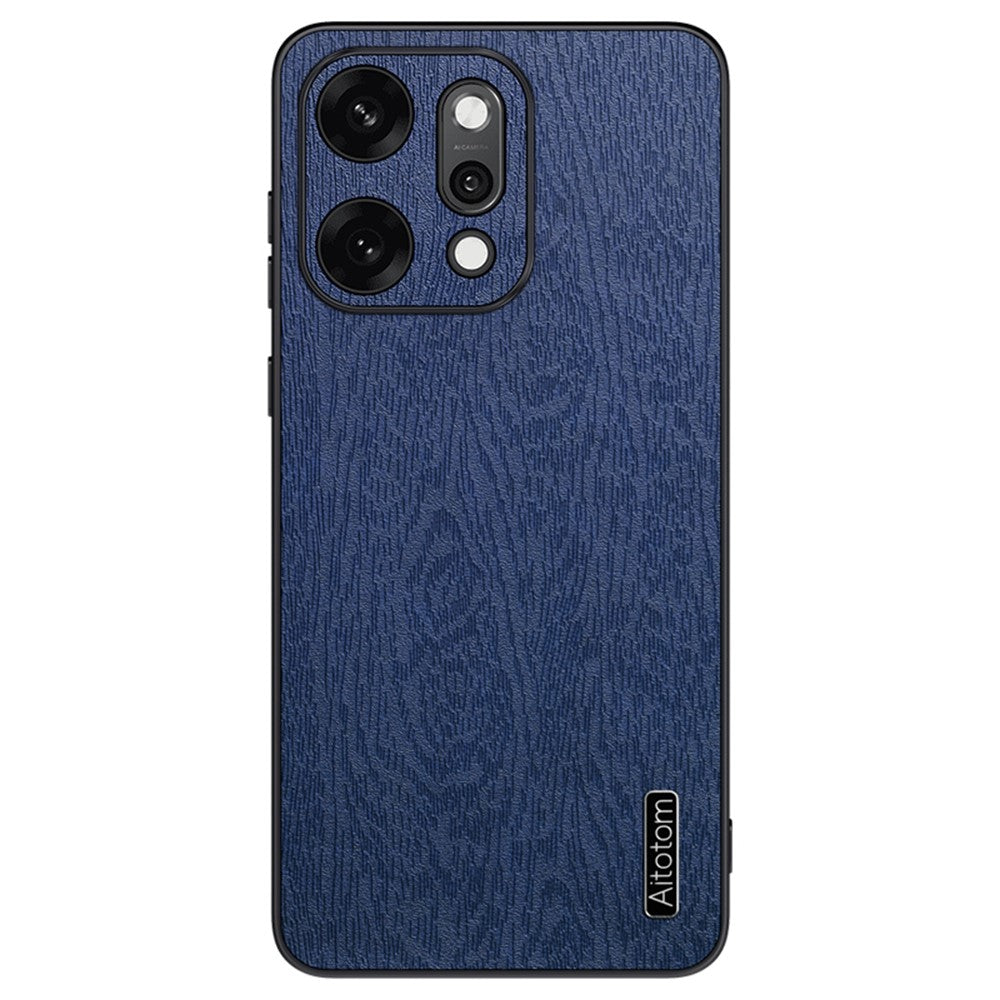 For Oppo Reno14 Pro 5G (Global) Case Wood Texture PU Leather Coated PC TPU Phone Cover