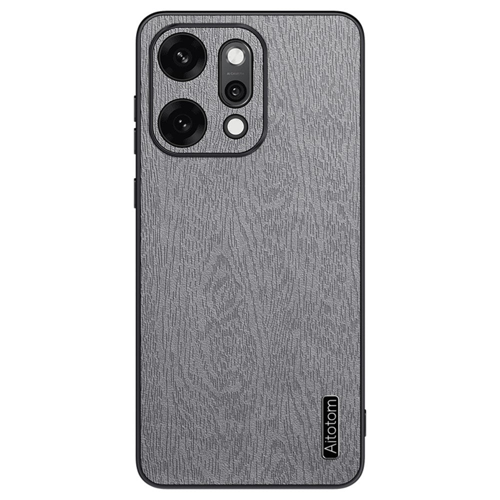 For Oppo Reno14 Pro 5G (Global) Case Wood Texture PU Leather Coated PC TPU Phone Cover
