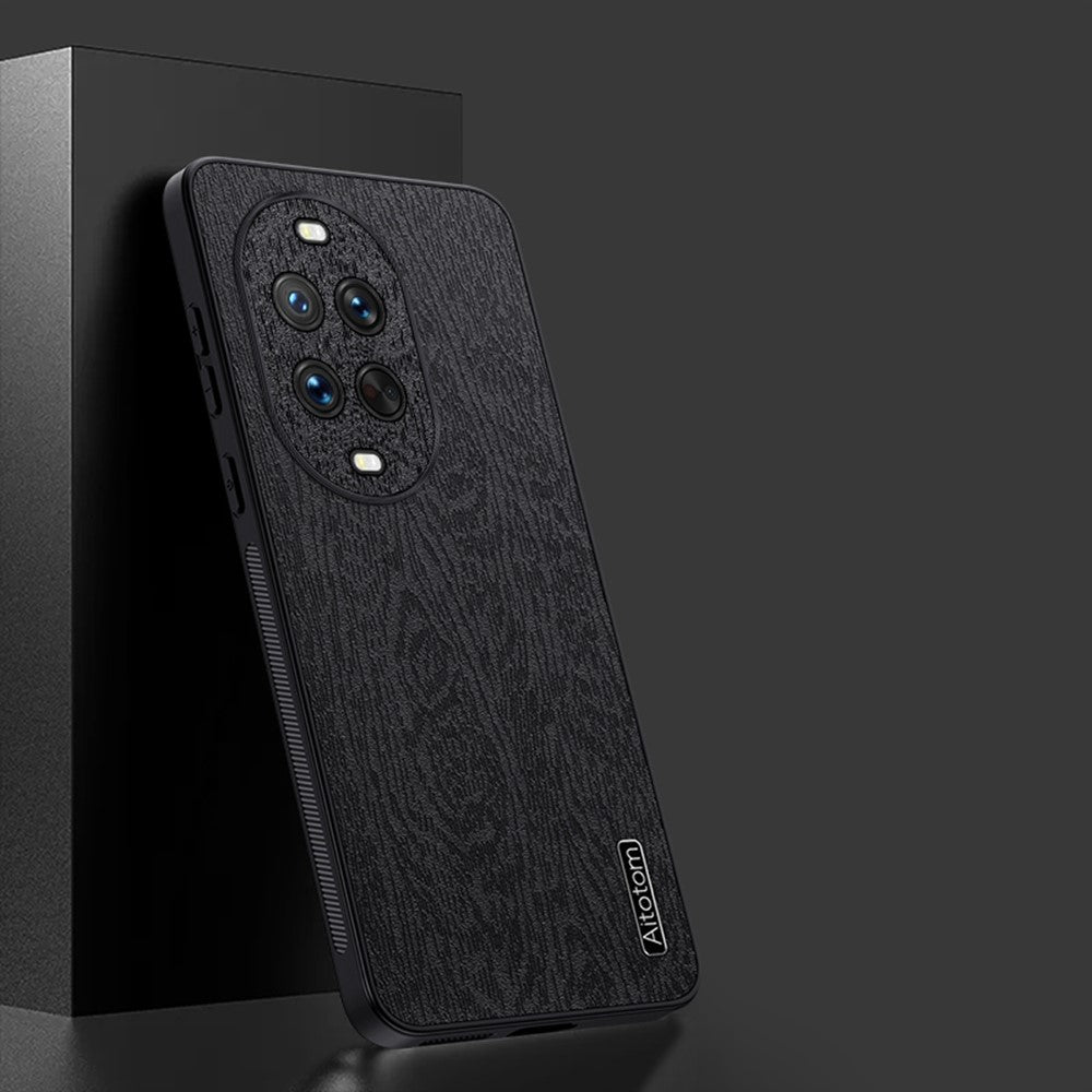 For Huawei nova 14 Pro 5G Case Wood Texture PU Leather Coated PC TPU Phone Cover