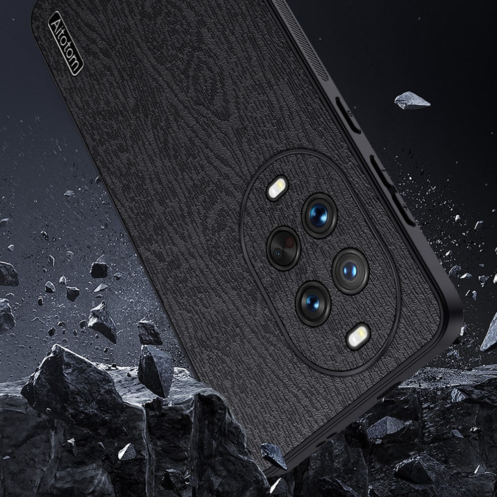 For Huawei nova 14 Ultra 5G Case Wood Texture PU Leather Coated PC TPU Phone Cover