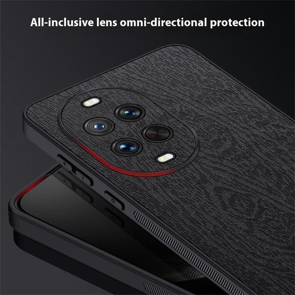For Huawei nova 14 5G Case Wood Texture PU Leather Coated PC TPU Phone Cover