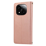 Xiaomi Redmi Note 14 Pro 4G-skal med flera kortplatser, dragkedja, lädermobilskal med axelrem/handledsrem