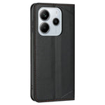 For Xiaomi Redmi Note 14 4G (164.84mm) Wallet Case Line Imprinted Leather Stand Phone Cover with Wrist Strap