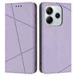 For Xiaomi Redmi Note 14 4G (164.84mm) Wallet Case Line Imprinted Leather Stand Phone Cover with Wrist Strap