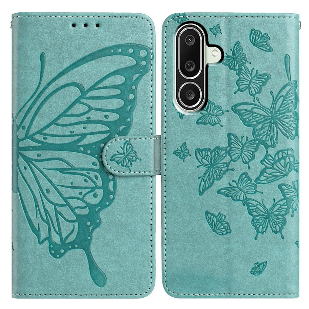 For Samsung Galaxy M56 5G Case Butterfly Imprinted Wallet Stand PU Leather Flip Phone Cover with Strap