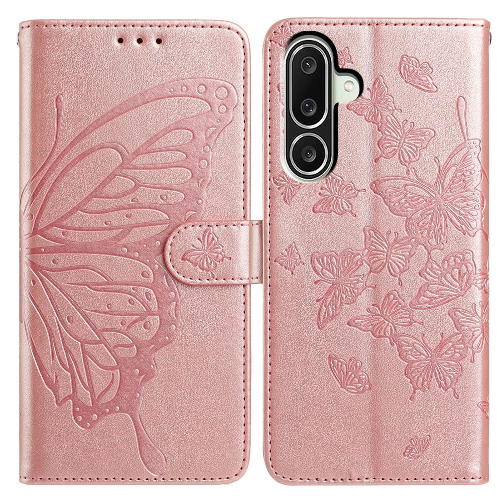 For Samsung Galaxy M56 5G Case Butterfly Imprinted Wallet Stand PU Leather Flip Phone Cover with Strap