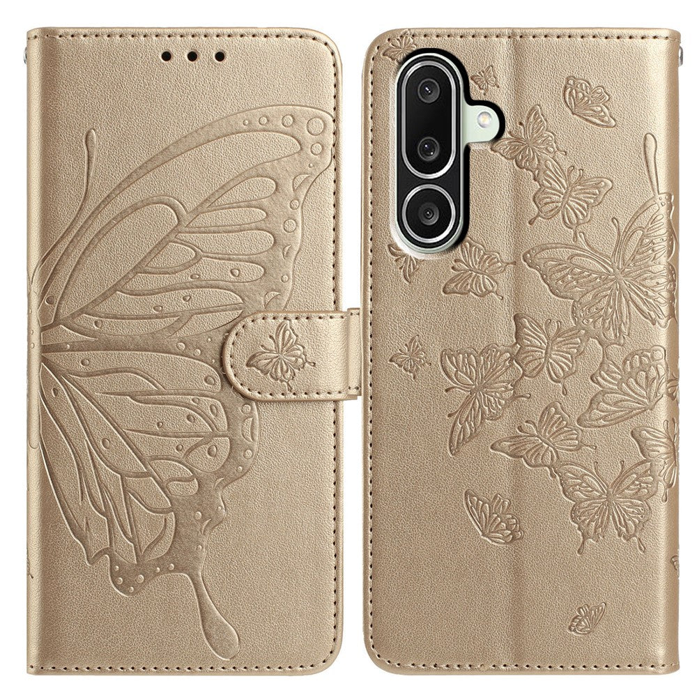 For Samsung Galaxy M56 5G Case Butterfly Imprinted Wallet Stand PU Leather Flip Phone Cover with Strap