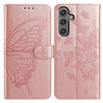 Til Samsung Galaxy A05s 4G Cover, pung med sommerfuglepræg, PU-læder flip telefoncover med strop