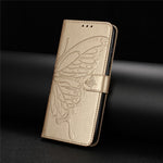 Xiaomi Redmi Note 14 4G (164.84mm) Fodral Fjärilspräglat Plånboksfodral i PU-läder med rem