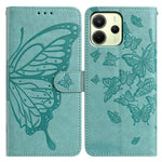 Xiaomi Redmi Note 14 4G (164.84mm) Fodral Fjärilspräglat Plånboksfodral i PU-läder med rem