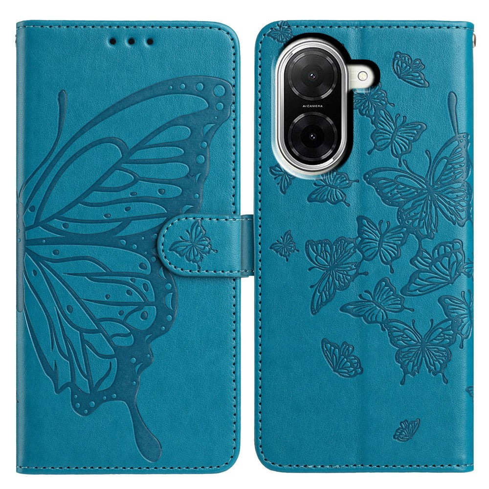 For Xiaomi Redmi A5 NFC (EU) (173.45mm) Case Butterfly Imprinted Wallet Stand PU Leather Flip Phone Cover with Strap