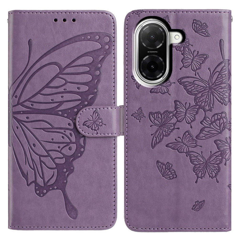 For Xiaomi Redmi A5 NFC (EU) (173.45mm) Case Butterfly Imprinted Wallet Stand PU Leather Flip Phone Cover with Strap