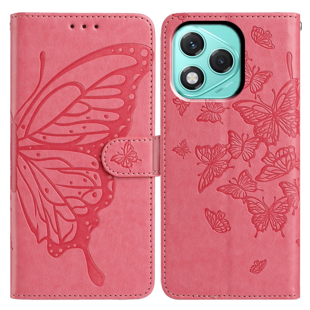 For Honor 400 Lite 5G Cover Sommerfugl Præget Pung Stand PU Læder Flip Telefoncover med Rem