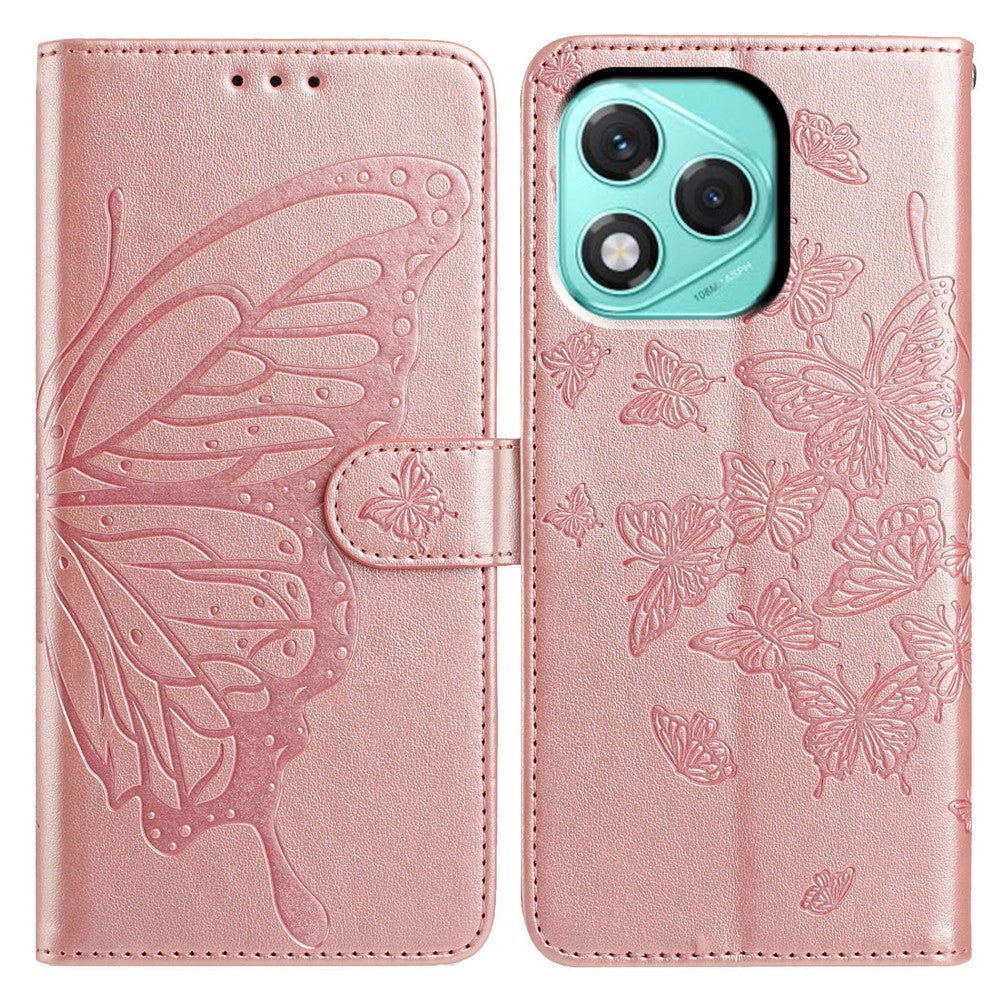 For Honor 400 Lite 5G Cover Sommerfugl Præget Pung Stand PU Læder Flip Telefoncover med Rem