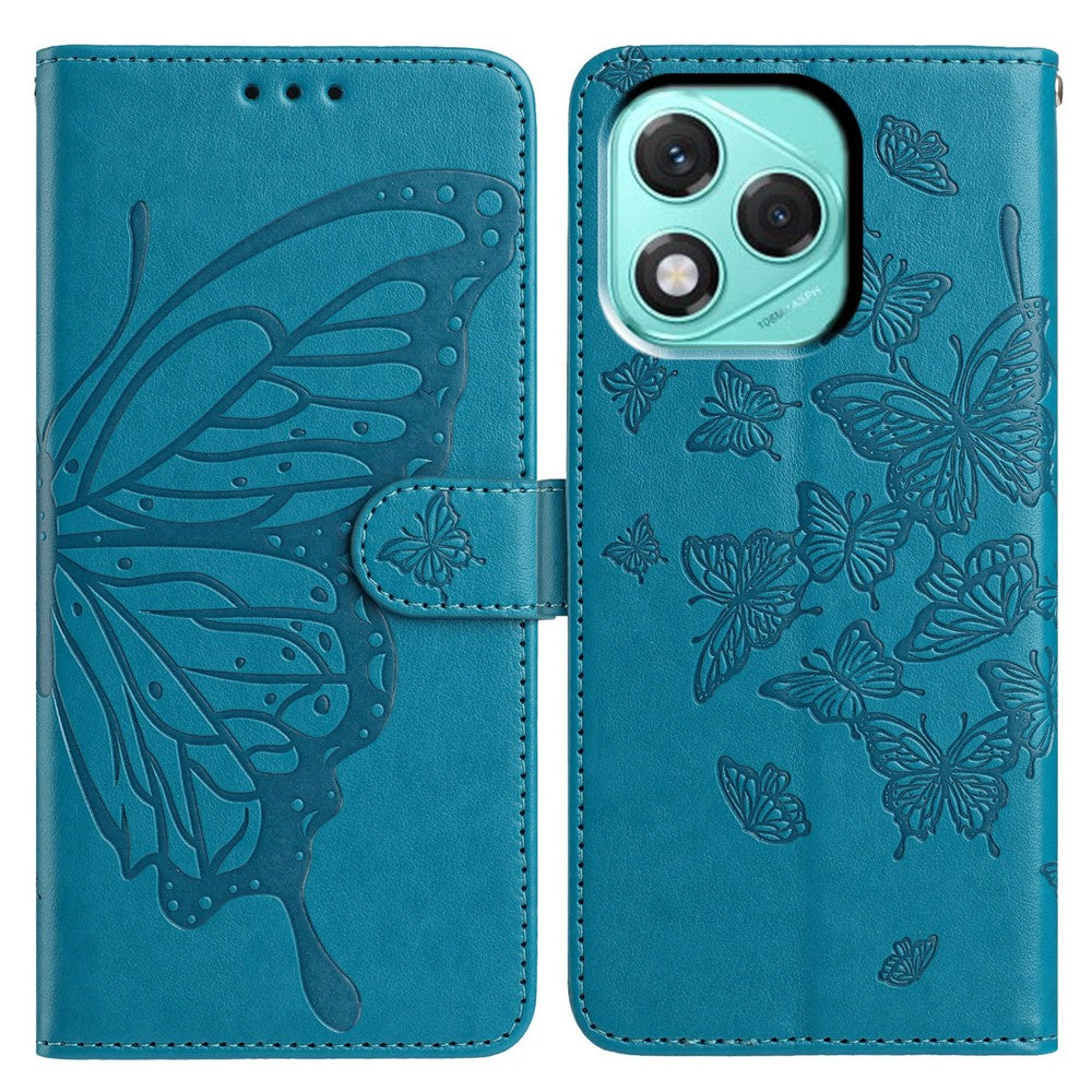 For Honor 400 Lite 5G Cover Sommerfugl Præget Pung Stand PU Læder Flip Telefoncover med Rem