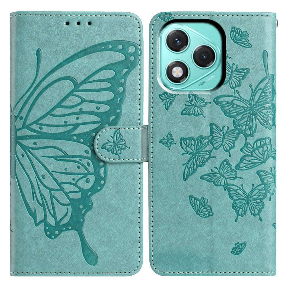 For Honor 400 Lite 5G Cover Sommerfugl Præget Pung Stand PU Læder Flip Telefoncover med Rem