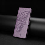For Honor 400 Pro 5G (Global) Cover Butterfly Præget Pung Stand PU Læder Flip Telefoncover med Rem