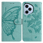 For Honor 400 Pro 5G (Global) Cover Butterfly Præget Pung Stand PU Læder Flip Telefoncover med Rem