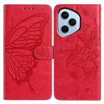 For Honor 400 Pro 5G (Global) Cover Butterfly Præget Pung Stand PU Læder Flip Telefoncover med Rem