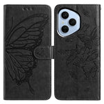 For Honor 400 Pro 5G (Global) Cover Butterfly Præget Pung Stand PU Læder Flip Telefoncover med Rem