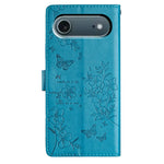 For iPhone Air Wallet Phone Case Butterfly Floral Imprint Leather Flip Cover with Strap