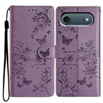 For iPhone Air Wallet Phone Case Butterfly Floral Imprint Leather Flip Cover with Strap