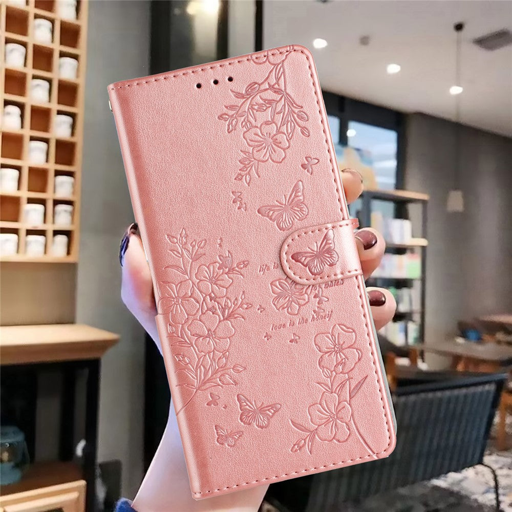 For Honor 400 Lite 5G Wallet Phone Case Butterfly Floral Imprint Leather Flip Cover with Strap