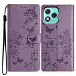 For Honor 400 Lite 5G Wallet Phone Case Butterfly Floral Imprint Leather Flip Cover with Strap