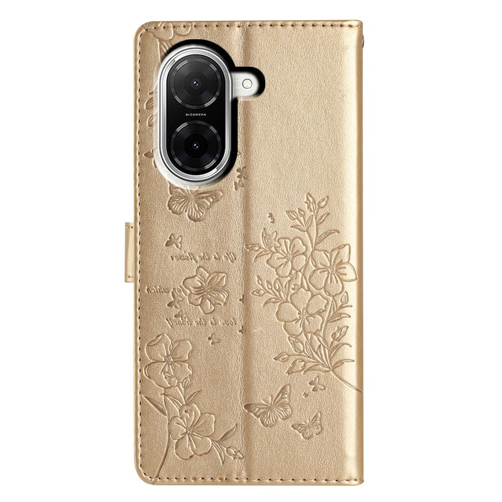 For Xiaomi Redmi A5 NFC (EU) (173.45mm) Wallet Phone Case Butterfly Floral Imprint Leather Flip Cover with Strap