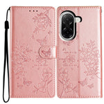For Xiaomi Redmi A5 NFC (EU) (173.45mm) Wallet Phone Case Butterfly Floral Imprint Leather Flip Cover with Strap