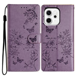 For Oppo Reno14 Pro 5G (Global) Wallet Phone Case Butterfly Floral Imprint Leather Flip Cover with Strap